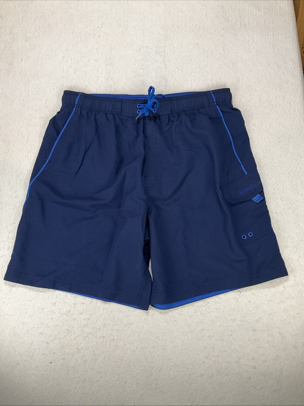 Speedo Swim Trunks Mens Size XXL Navy Blue Board Shorts Mesh Lined Swimwear